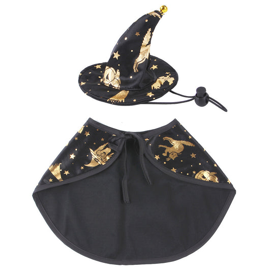 Halloween Wizard Cloak Suit Pet Dog Cat Hat Suit