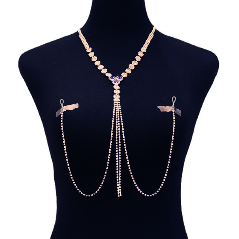 Sexy Tassel Bra Vest Chain Rhinestone Necklace Accessories