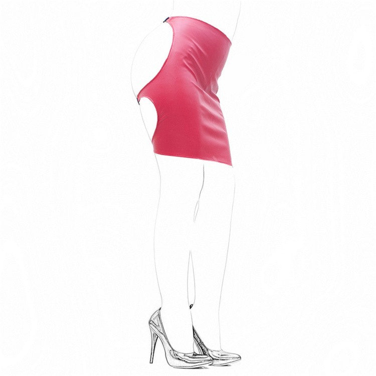 Aisle's Sexy Black Soft PU Sexy Tight-fitting Bag Field Training Short Skirt