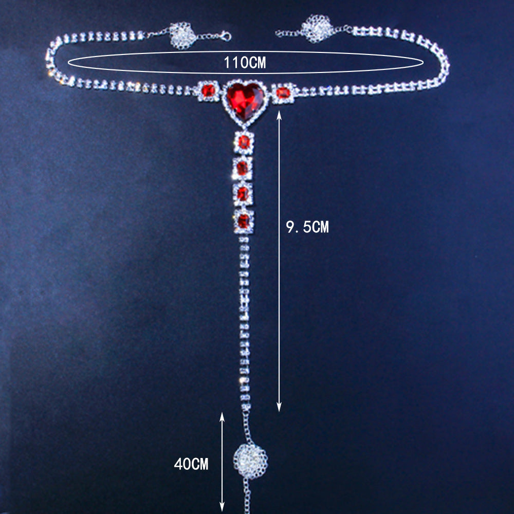 Sexy Love Rhinestone Underwear Body Chain