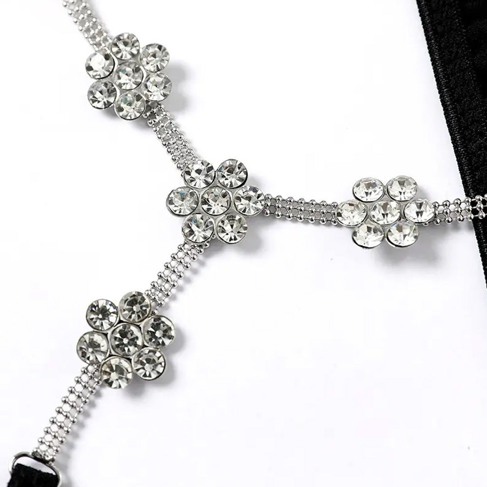 Women's Diamond Embellished Floral Sexy Rhinestone Thong
