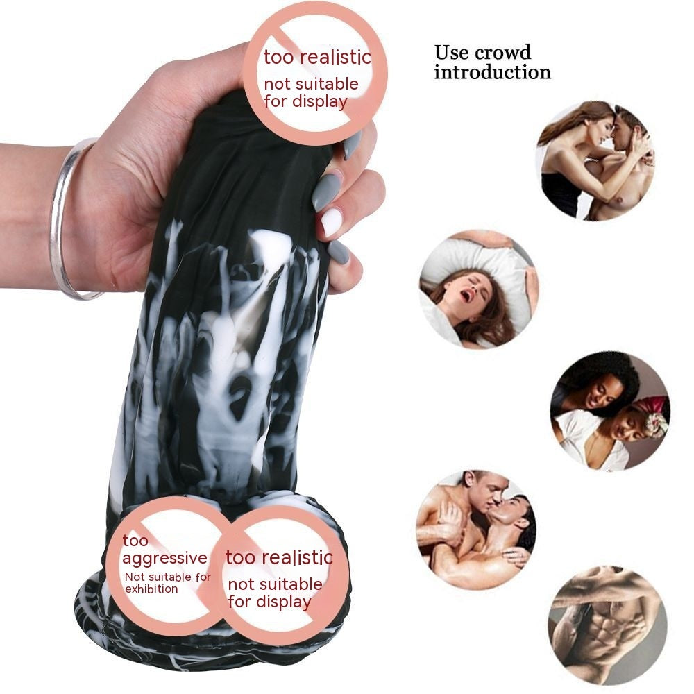 Black And White King Kong Mixed Color Liquid Silicone Thick Penis